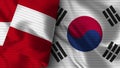 South Korea and Peru Realistic Flag Ã¢â¬â Fabric Texture Illustration Royalty Free Stock Photo